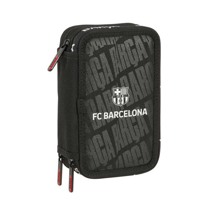 Safta F.C.Barcelona Plumier de 3 Pisos - 37 Piezas - 1.3L - Goma - Lapiz - Boligrafos - Sacapuntas - Reglas - 16 Colores - 14 Rotuladores - 125x55x195mm - Color Negro