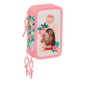 Safta Vaiana Plumier de 3 Pisos - 37 Piezas - 1.3L - Goma - Lapiz - Boligrafos - Sacapuntas - Reglas - 16 Colores - 14 Rotuladores - 125x55x195mm - Color Verde