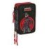 Safta Miles Morales Plumier de 3 Pisos - 37 Piezas - 1.3L - Goma - Lapiz - Boligrafos - Sacapuntas - Reglas - 16 Colores - 14 Rotuladores - Ideal para Estudiantes - 125x55x195mm - Color Negro y Rojo
