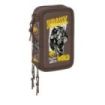 Safta Jurassic World Plumier de 3 Pisos - 37 Piezas - 1.3L - Goma - Lapiz - Boligrafos - Sacapuntas - Reglas - 16 Colores - 14 Rotuladores - 125x55x195mm - Color Marron