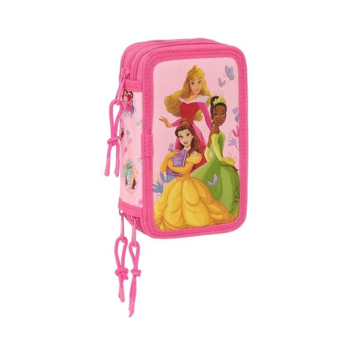 Safta Princesas Disney Plumier de 3 Pisos - 37 Piezas - 1.3L - Goma - Lapiz - Boligrafos - Sacapuntas - Reglas - 16 Colores - 14 Rotuladores - 125x55x195mm - Color Rosa