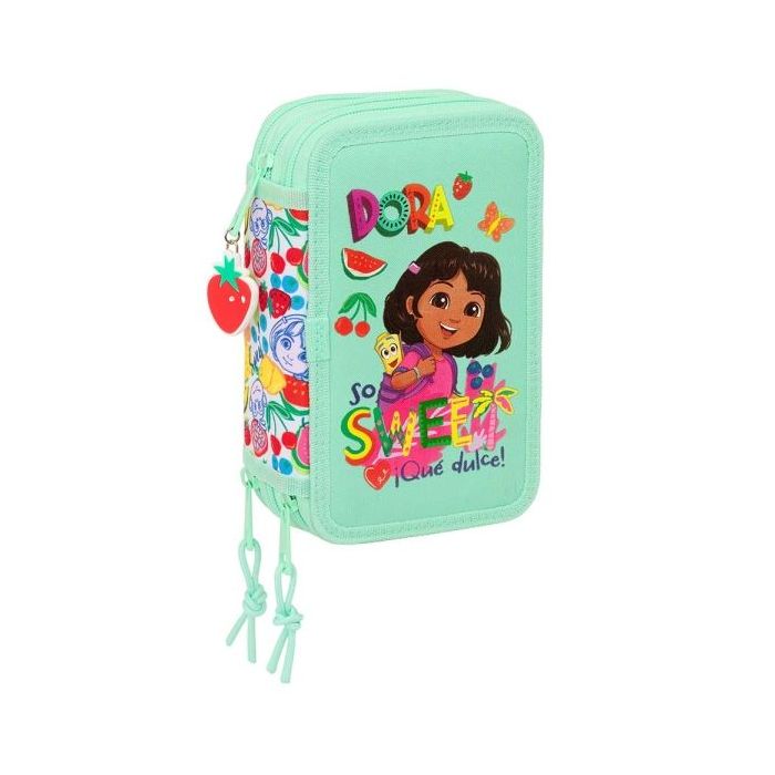 Safta Dora Plumier de 3 Pisos - 37 Piezas - 1.3L - Goma - Lapiz - Boligrafos - Sacapuntas - Reglas - 16 Colores - 14 Rotuladores - 125x55x195mm - Color Menta
