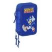 Safta Sonic Plumier de 3 Pisos - 37 Piezas - 1.3L - Goma - Lapiz - Boligrafos - Sacapuntas - Reglas - 16 Colores - 14 Rotuladores - 125x55x195mm - Color Azul Oscuro