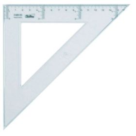 Safta Cristal Escuadra de 25cm - Poliestileno - Graduacion Impresa - Biselada - Color Transparente