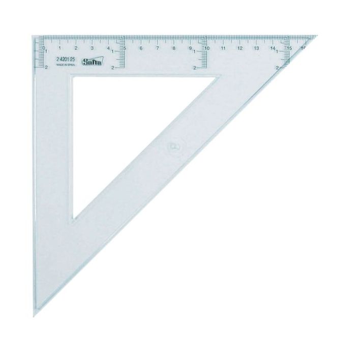 Safta Cristal Escuadra de 25cm - Poliestileno - Graduacion Impresa - Biselada - Color Transparente