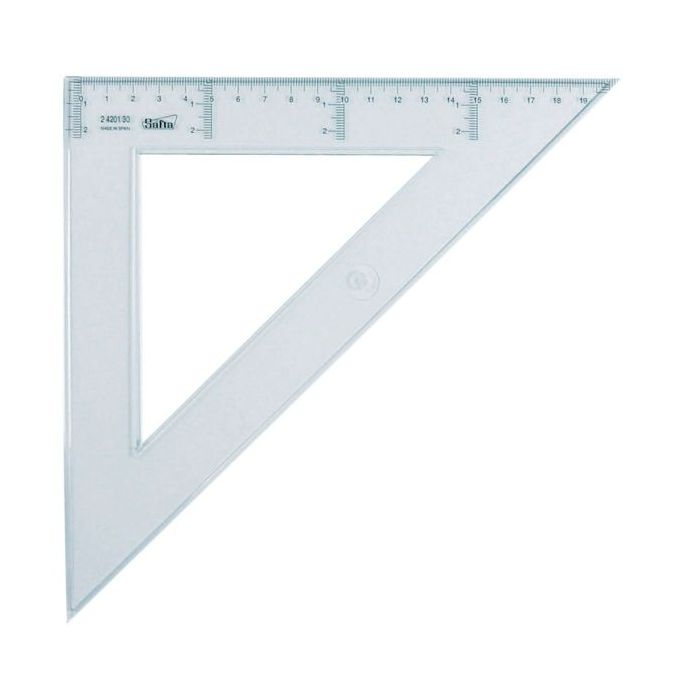 Safta Cristal Escuadra de 30cm - Poliestileno - Graduacion Impresa - Biselada - Color Transparente