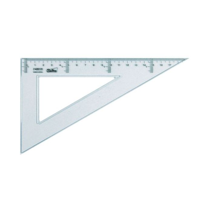 Safta Cristal Cartabon de 20cm - Plastico Transparente - Graduacion Impresa - Biselado - Color Transparente