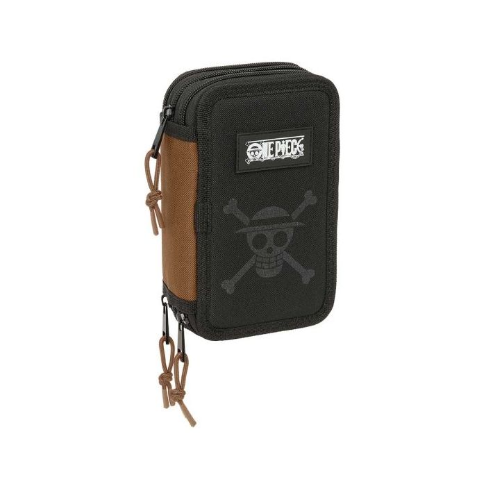 Safta One Piece Plumier de 3 Pisos - 37 Piezas - 1.3L - Goma - Lapiz - Boligrafos - Sacapuntas - Reglas - 16 Colores - 14 Rotuladores - 125x55x195mm - Color Negro