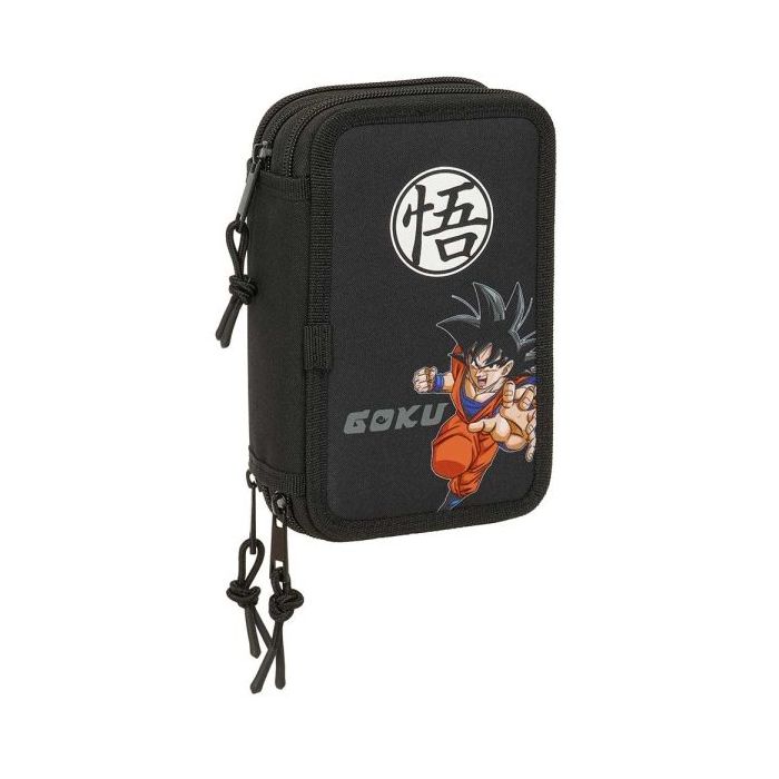 Safta Dragon Ball Plumier de 3 Pisos - 37 Piezas - 1.3L - Goma - Lapiz - Boligrafos - Sacapuntas - Reglas - 16 Colores - 14 Rotuladores - 125x55x195mm - Color Negro