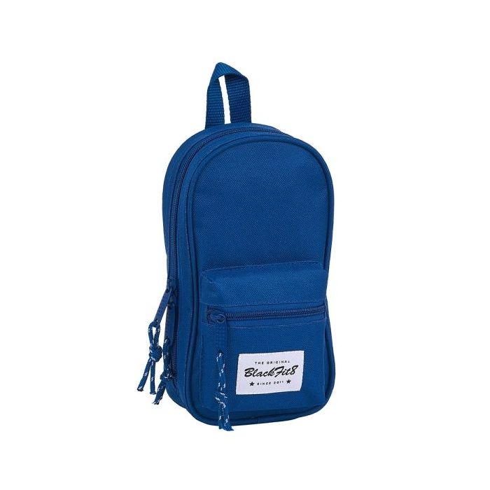 Safta Blackfit8 Oxford Plumier Mochila - 33 Piezas - Goma - Lapiz - Tijeras - Sacapuntas - Boligrafos - Fluorescentes - Regla - 12 Rotuladores - 12 Colores - 120x50x230mm - Color Azul Oscuro