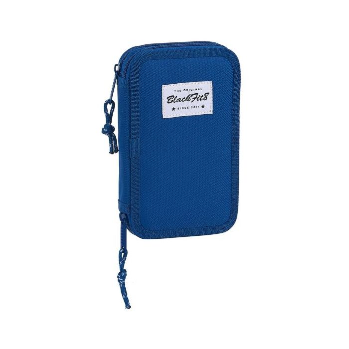 Safta Blackfit8 Oxford Plumier de 2 Pisos - 28 Piezas - 1L - Goma - Lapiz - Boligrafo - Sacapuntas - 10 Colores - 14 Rotuladores - 125x40x195mm - Color Azul Oscuro