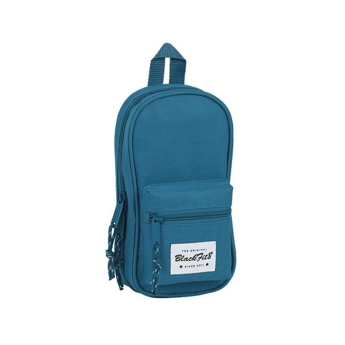Safta Blackfit8 Egeo Plumier Mochila Vacio - 4 Compartimentos Internos - Cremallera Doble - Bolsillo Frontal - Asa Superior - 1.4L - 120x50x230mm - Color Azul