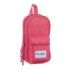 Safta Blackfit8 Fresa Plumier Mochila Vacio - 4 Compartimentos Internos - Cremallera Doble - Bolsillo Frontal - Asa Superior - 1.4L - 120x50x230mm - Color Rosa