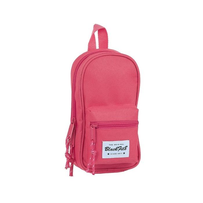 Safta Blackfit8 Fresa Plumier Mochila Vacio - 4 Compartimentos Internos - Cremallera Doble - Bolsillo Frontal - Asa Superior - 1.4L - 120x50x230mm - Color Rosa