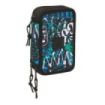 Safta Graffiti Go Plumier de 3 Pisos - 37 Piezas - 1.3L - Goma - Lapiz - Boligrafos - Sacapuntas - Reglas - 16 Colores - 14 Rotuladores - 125x55x195mm - Color Azul Oscuro