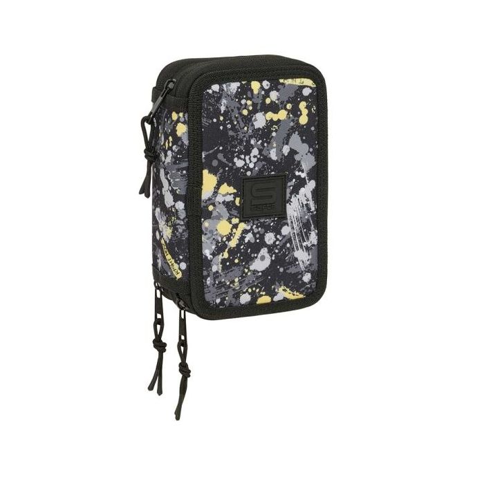Safta Graffiti Splash Plumier de 3 Pisos - 37 Piezas - 1.3L - Goma - Lapiz - Boligrafos - Sacapuntas - Reglas - 16 Colores - 14 Rotuladores - 125x55x195mm - Multicolor