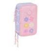 Safta Bouquet Plumier de 3 Pisos - 37 Piezas - 1.3L - Goma - Lapiz - Boligrafos - Sacapuntas - Reglas - 16 Colores - 14 Rotuladores - 125x55x195mm - Color Rosa Pastel