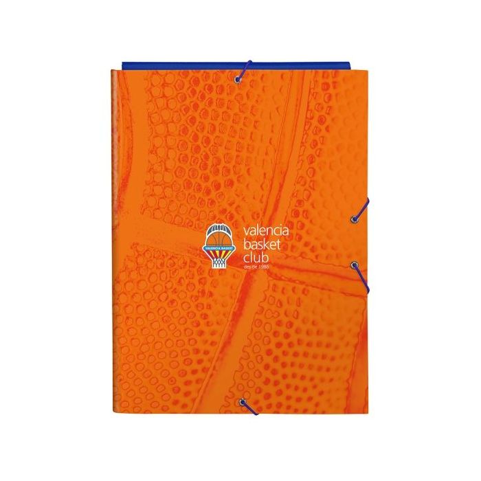 Safta Valencia Basket Carpeta con 3 Solapas - Tapas Duras Forradas - Cierre con Gomas - Resistente - 260x25x335mm - Color Naranja