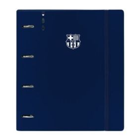 Safta F.C.Barcelona Carpeta con 4 Anillas 35mm - Tapas de PP Foam - Cierre Elastico - Recambio 100 Hojas - Ranura para Boligrafo - Solapa Interior - 270x40x320mm - Color Azul Marino