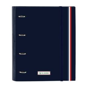 Safta el Ganso Eclipse Carpeta con 4 Anillas 35mm - Tapas Duras Forradas - Recambio 100 Hojas - Cuadriculas 5x5mm - Cierre Elastico - Incluye Separadores - 270x35x320mm - Color Azul Marino