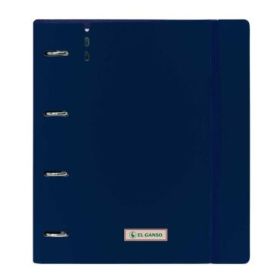 Safta el Ganso Eclipse Carpeta con 4 Anillas 35mm - Tapas de PP Foam - Recambio 100 Hojas - Cierre Elastico - Ranura para Boligrafo - Separadores Internos - 270x40x320mm - Color Azul Marino
