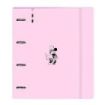 Safta Minnie Mouse Naive Carpeta con 4 Anillas 35mm - Cierre Elastico - Recambio 100 Hojas de 90g/m2 - Cuadriculas 5x5mm - Ranura para Boligrafo - 270x40x320mm - Color Rosa