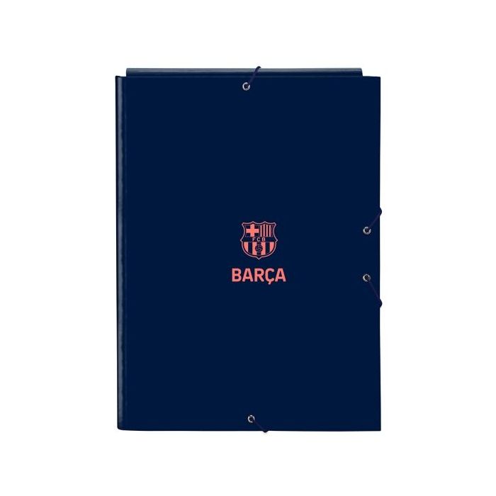 Safta F.C.Barcelona 2ª Equipacion Carpeta con 3 Solapas - Tapas Duras Forradas - Formato Folio - Cierre con Gomas - Resistente y Duradera - 260x25x335mm - Color Azul Marino