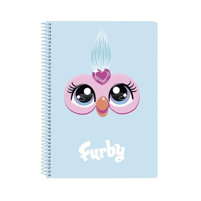 Safta Furby Libreta Espiral - Formato Cuarto - 80 Hojas Cuadriculas de 80g/m2 - Tapas Duras Glasofonadas - Espiral Metalico 42 Agujeros - 155x10x220mm - Color Azul Claro