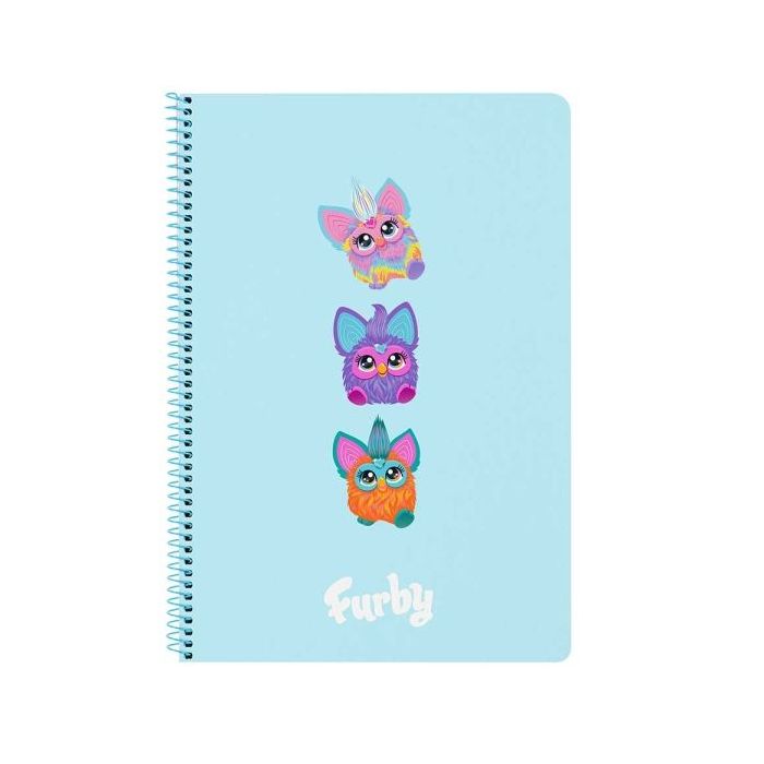 Safta Furby Cuaderno Espiral - Formato Folio - 80 Hojas Cuadriculas de 80g/m2 - Tapas Duras Glasofonadas - Espiral de 62 Agujeros - 215x10x310mm - Color Azul Claro