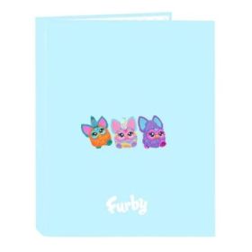 Safta Furby Carpeta con 4 Anillas 25mm - Tapas Duras Forradas - Formato Folio - Resistente - 265x40x330mm - Color Azul Claro
