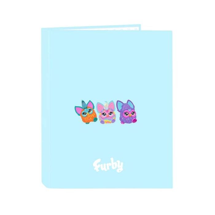 Safta Furby Carpeta con 4 Anillas 25mm - Tapas Duras Forradas - Formato Folio - Resistente - 265x40x330mm - Color Azul Claro