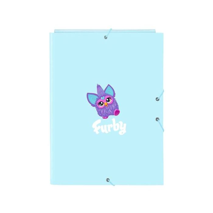 Safta Furby Carpeta con 3 Solapas - Tapas Duras Forradas - Formato Folio - Cierre con Gomas - 260x25x335mm - Color Azul Claro