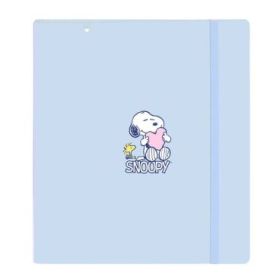 Safta Snoopy Love Carpeta con 4 Anillas 35mm - Tapas de PP Foam - Recambio 100 Hojas - Cuadriculas 5x5mm - Cierre Elastico - Ranura para Boligrafo - 270x40x320mm - Color Azul Claro