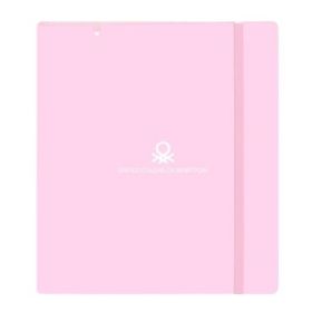 Safta Benetton Unique Carpeta con 4 Anillas 35mm - Tapas de PP Foam - Recambio 100 Hojas - Cierre Elastico - Ranura para Boligrafo - Separadores Internos - 270x40x320mm - Color Rosa