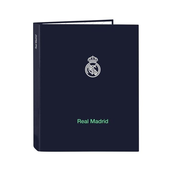 Safta Real Madrid 2ª Equipacion 25/26 Carpeta con 4 Anillas 25mm - Tapas Duras Forradas - Formato Folio - Elegante - Resistente y Duradera - 265x40x330mm - Color Azul Marino