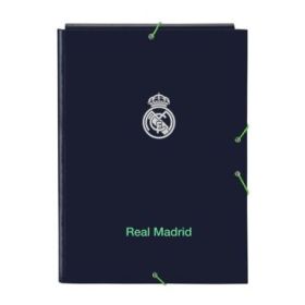 Safta Real Madrid 2ª Equipacion 25/26 Carpeta con 3 Solapas - Tapas Duras Forradas - Cierre con Gomas - Estilo Deportivo - 260x335mm - Color Azul Marino