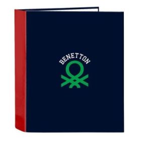 Safta Benetton Together Carpeta con 4 Anillas 40mm - Tapas Duras Forradas - Formato Folio - 270x60x330mm - Color Azul Marino