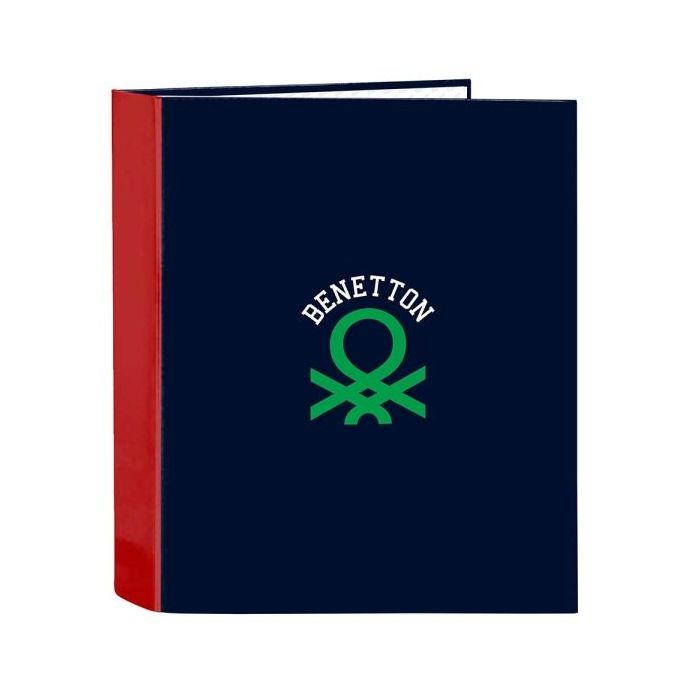 Safta Benetton Together Carpeta con 4 Anillas 40mm - Tapas Duras Forradas - Formato Folio - 270x60x330mm - Color Azul Marino