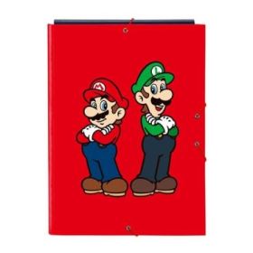 Safta Super Mario Mamma Mia Carpeta con 3 Solapas - Tapas Duras Forradas - Formato Folio - Cierre con Gomas - 260x25x335mm - Color Rojo