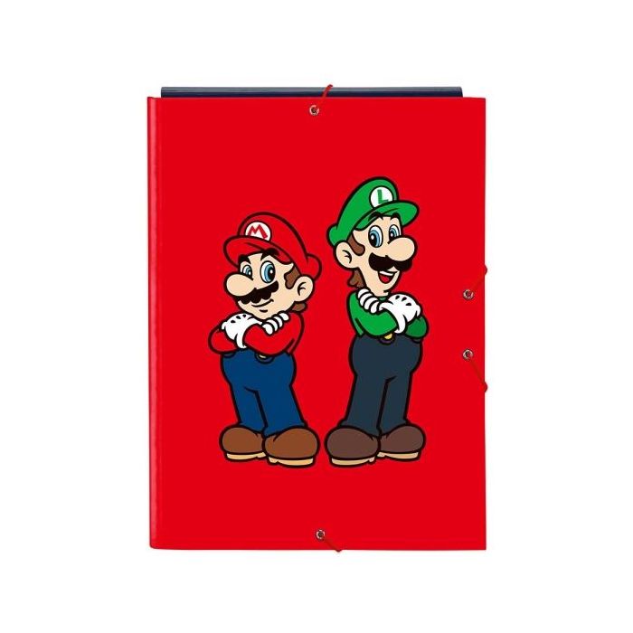 Safta Super Mario Mamma Mia Carpeta con 3 Solapas - Tapas Duras Forradas - Formato Folio - Cierre con Gomas - 260x25x335mm - Color Rojo