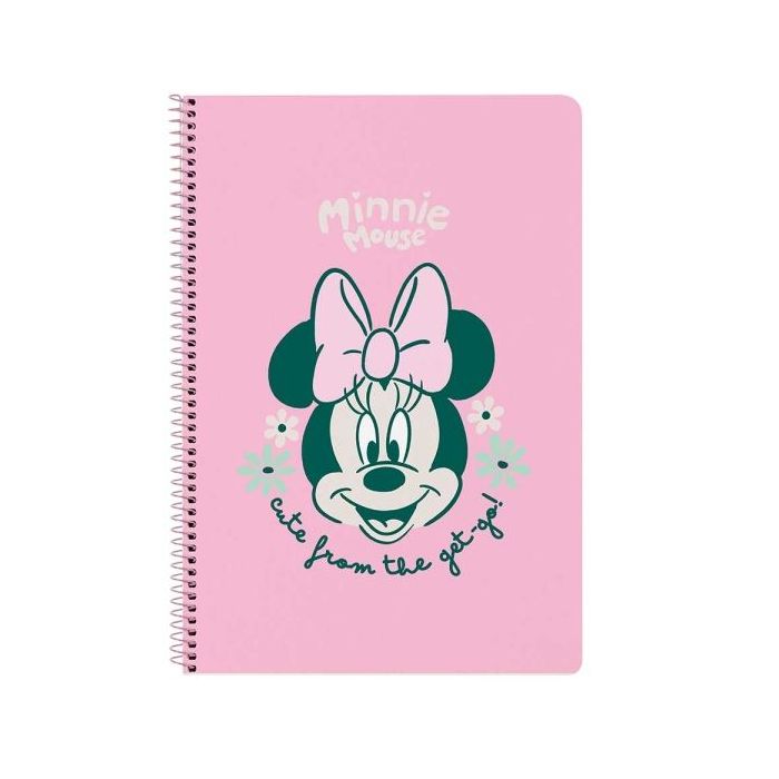 Safta Minnie Mouse Minty Libreta con Espiral - Formato Folio - 80 Hojas de Papel 80g/m2 - Cuadriculas 4x4mm - Tapas Duras Glasofonadas - Margen Lateral - 215x10x310mm - Color Rosa Pastel