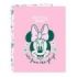 Safta Minnie Mouse Minty Carpeta con 4 Anillas 25mm - Tapas Duras Forradas - Formato Folio - Resistente y Elegante - 265x40x330mm - Color Rosa Pastel