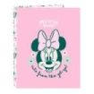 Safta Minnie Mouse Minty Carpeta con 4 Anillas 25mm - Tapas Duras Forradas - Formato Folio - Resistente y Elegante - 265x40x330mm - Color Rosa Pastel