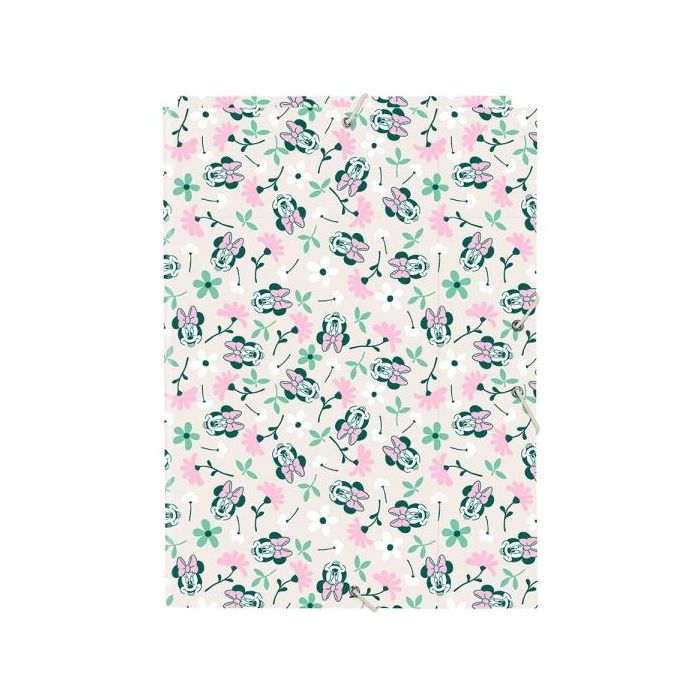 Safta Minnie Mouse Minty Carpeta con 3 Solapas - Tapas Duras Forradas - Cierre con Gomas - Formato Folio - 260x25x335mm - Color Rosa Pastel