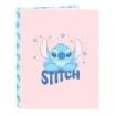 Safta Stitch Ohana Carpeta con 4 Anillas 25mm - Tapas Duras Forradas - Formato Folio - Ligera y Compacta - 265x40x330mm - Color Rosa Pastel