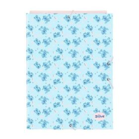 Safta Stitch Ohana Carpeta con 3 Solapas - Tapas Duras Forradas - Formato Folio - Cierre con Gomas - 260x25x335mm - Color Azul Claro