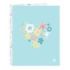 Safta Moos Fiori Carpeta con 4 Anillas 25mm - Tapas Duras Forradas - Formato Folio - 265x40x330mm - Color Azul Claro