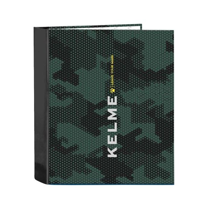 Safta Kelme Camo Carpeta con 4 Anillas 40mm - Tapas Duras Forradas - Formato Folio - 270x60x330mm - Color Verde Camuflaje