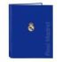 Safta Real Madrid Carpeta con 4 Anillas 25mm - Tapas Duras Forradas - Formato Folio - 265x40x330mm - Color Azul