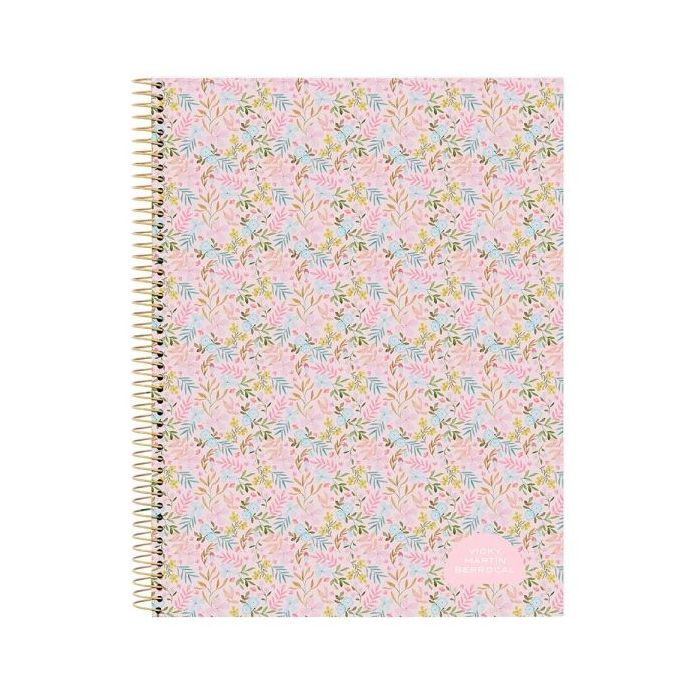 Safta VMB Bloc de Notas A4 - Tapas Duras - 120 Hojas Cuadriculas - Espiral Metalico - Separadores de Colores - Gramaje 80g/m2 - 210x10x297mm - Color Rosa